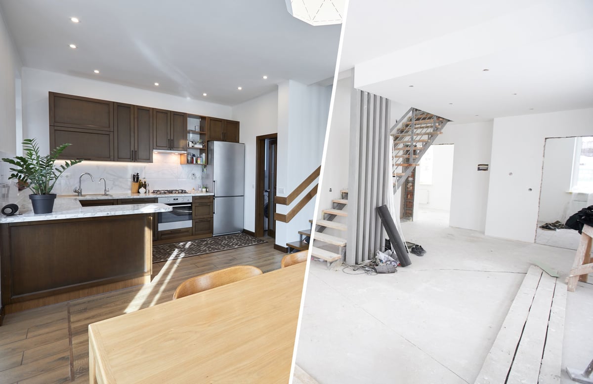 Home renovation before and after interior transformation